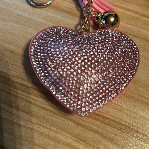NEW Pink Heart and Pom Bag Charm - Picture 2 of 3